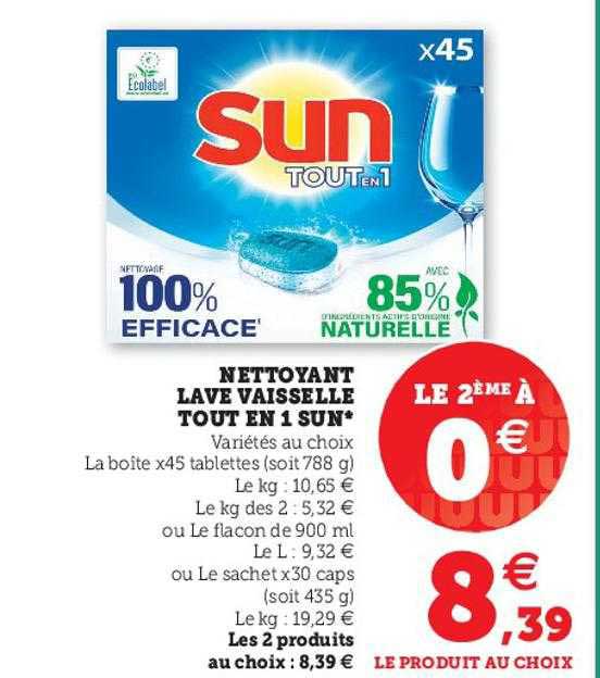 nettoyant lave vaisselle tout en 1 sun