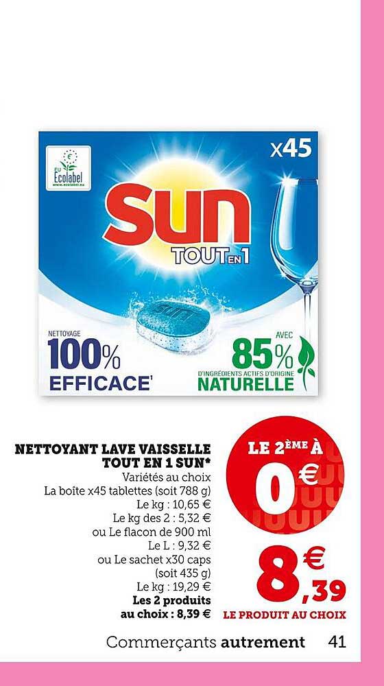 nettoyant lave vaisselle tout en 1 sun