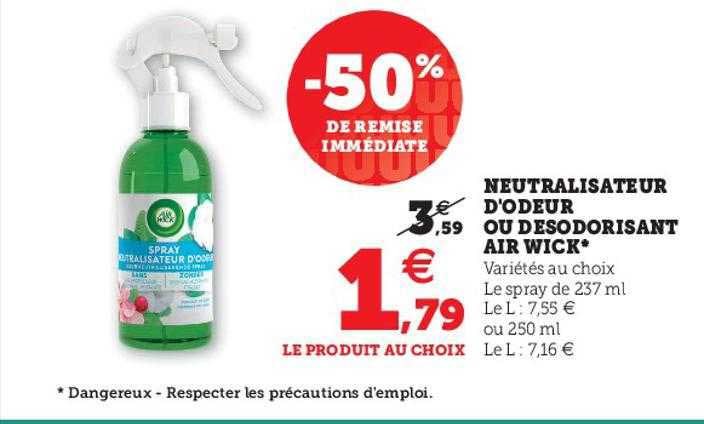 neutralisateur d'odeur ou désodorisant air wick