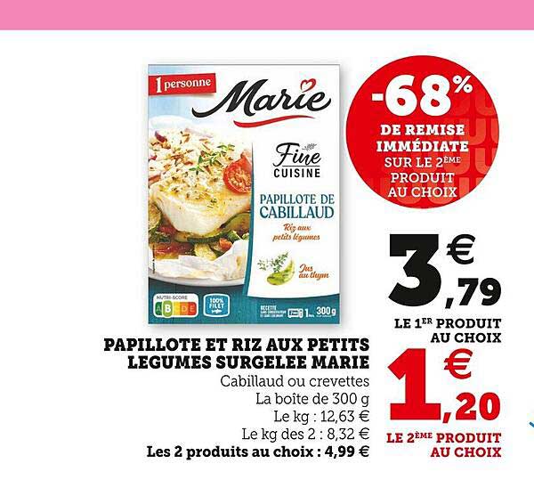 Papillote Et Riz Aux Petits Légumes Surgelée Marie