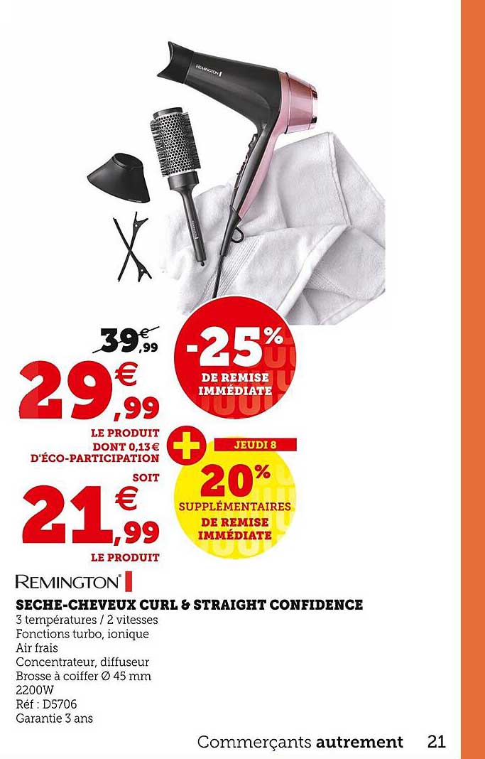 sèche-cheveux curl & straight confidence remington