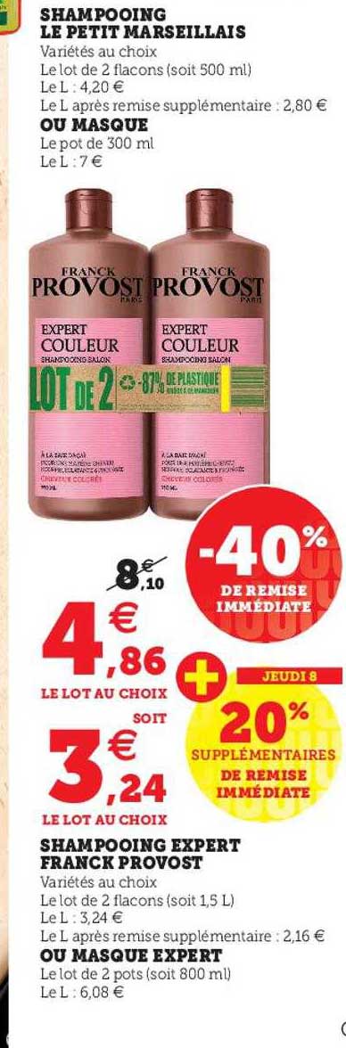 shampooing le petit marseillais ou masque, shampooing expert franck provost ou masque expert