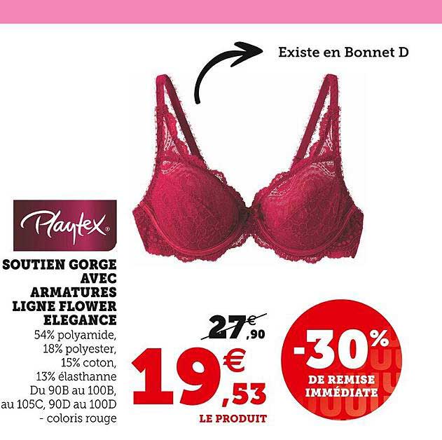 soutien gorge avec armatures ligne flower élégance playtex