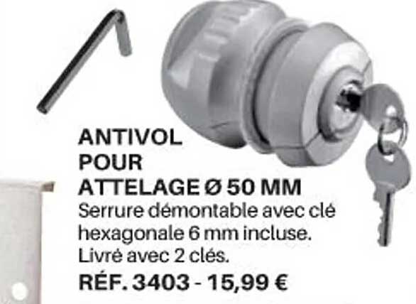 Antivol Pour Attelage ø 50 Mm