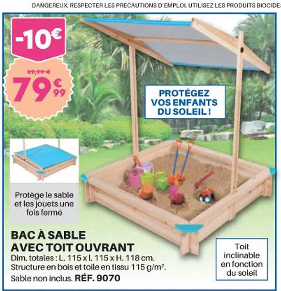bac à sable avec toit ouvrant