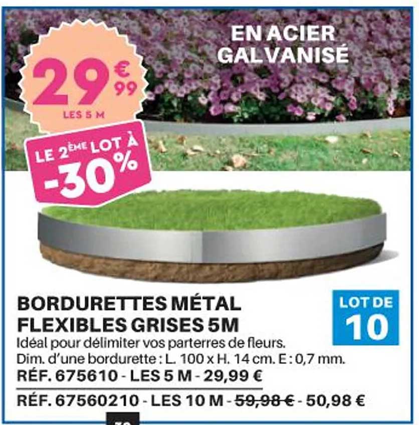 bordurettes pétal flexibles grises 5m
