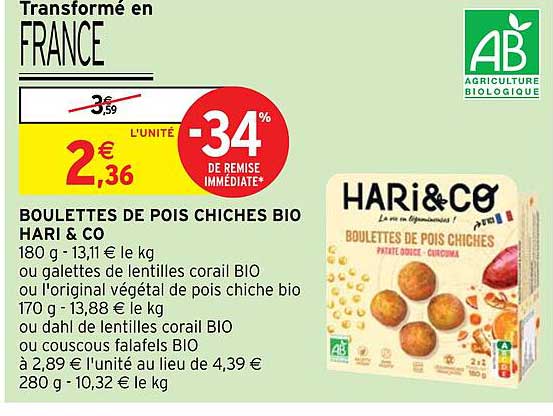 Boulettes De Pois Chiches Bio Hari & Co