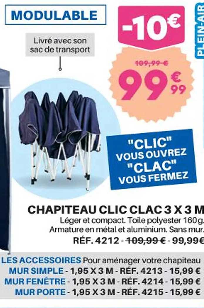chapiteau clic clac 3 x 3m