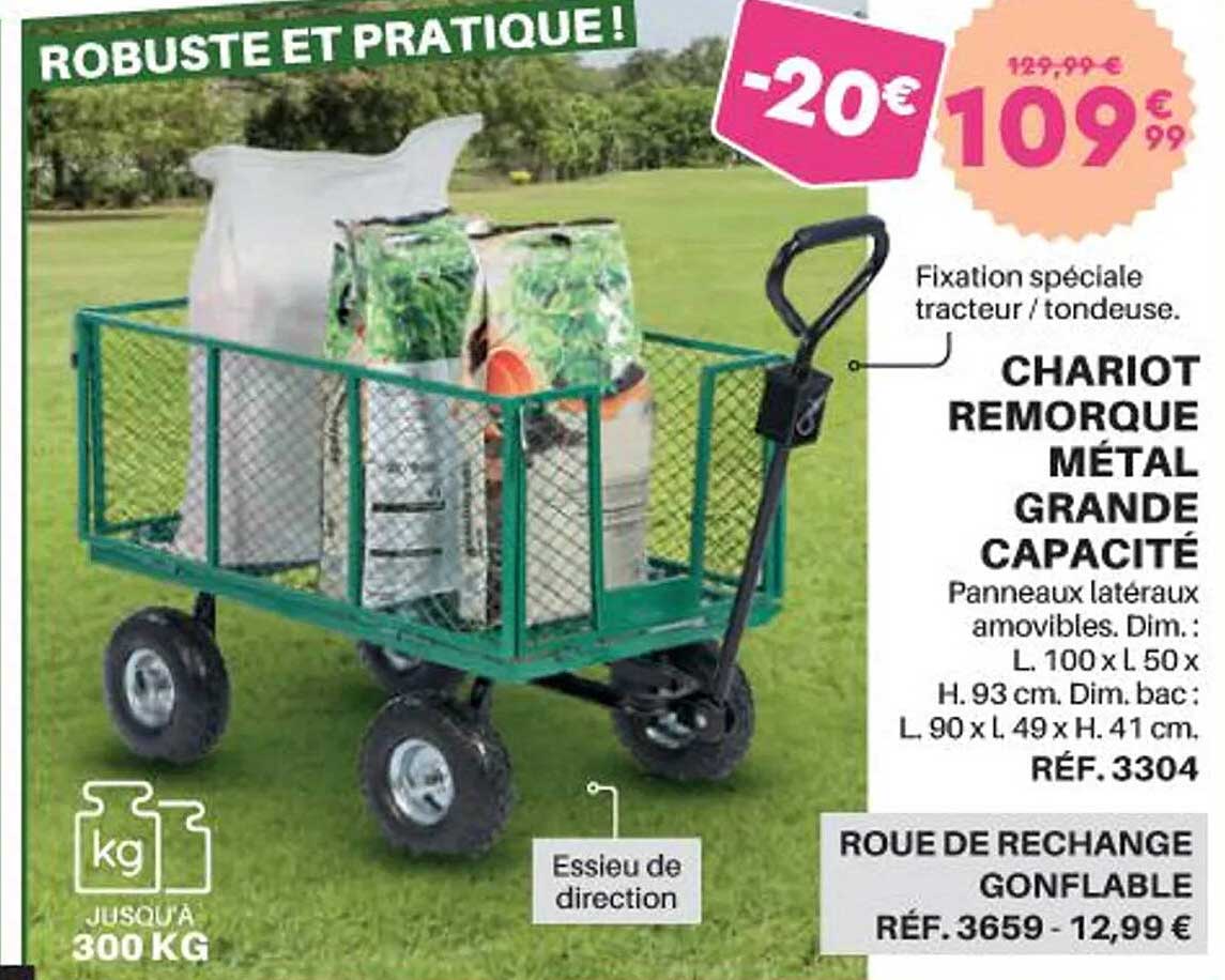 Chariot Remorque Métal Grande Capacité