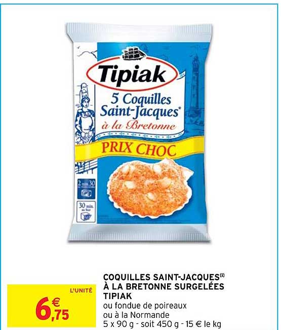 coquilles saint-jacques à la bretonne surgelées tipiak