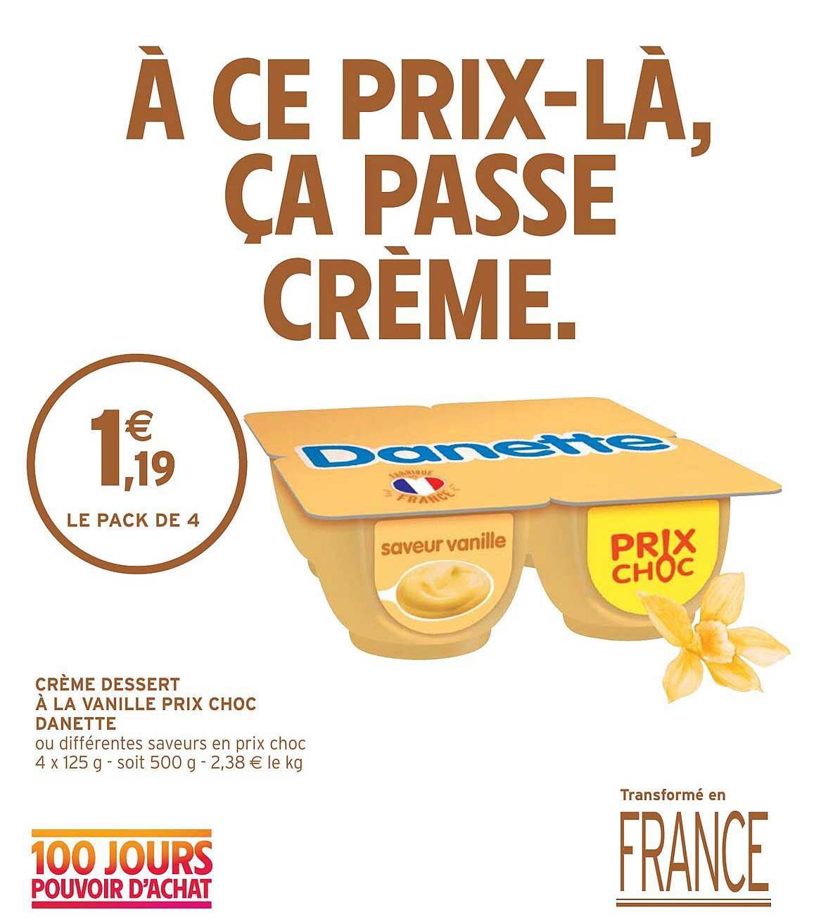 crème dessert à la vanille prix choc danette