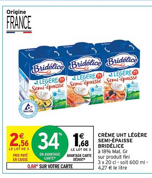 crème uht légère semi-épaisse bridélice
