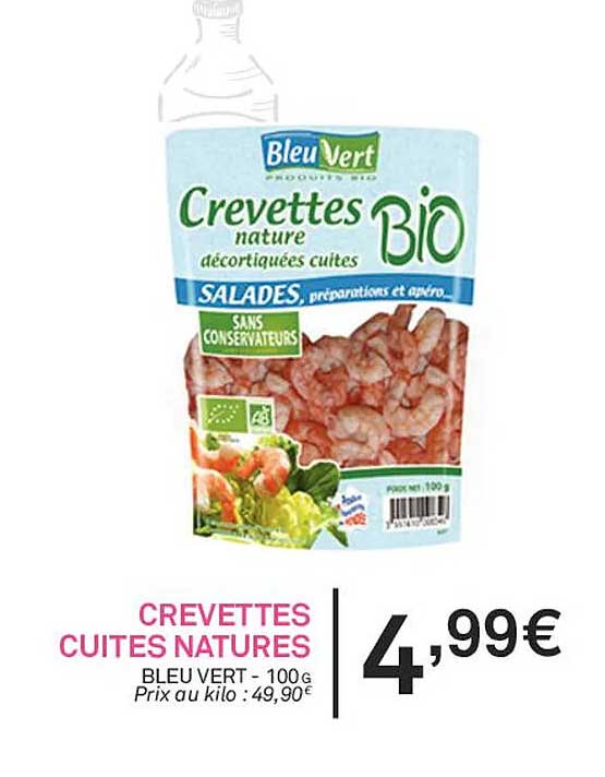 Crevettes Cuites Natures Bleu Vert