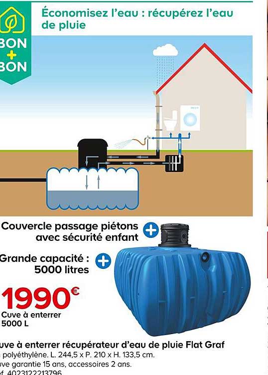 Cuve à Enterrer 5000l Récupérateur D'eau De Pluie Flat Grat