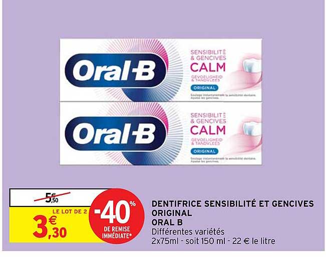 dentifrice sensibilité et gencives original oral b