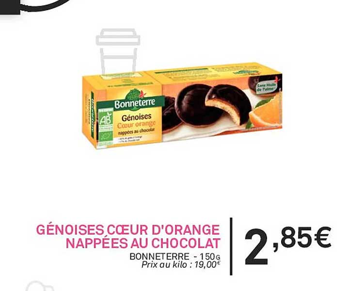génoises cœur d'orange nappées au chocolat bonneterre