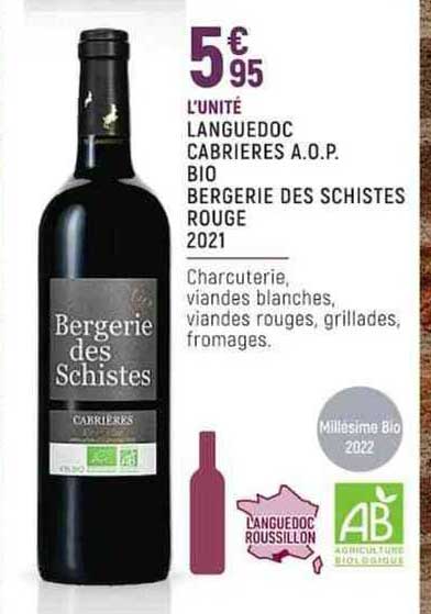 languedoc cabrières a.o.p. bio bergerie des schistes rouge 2021