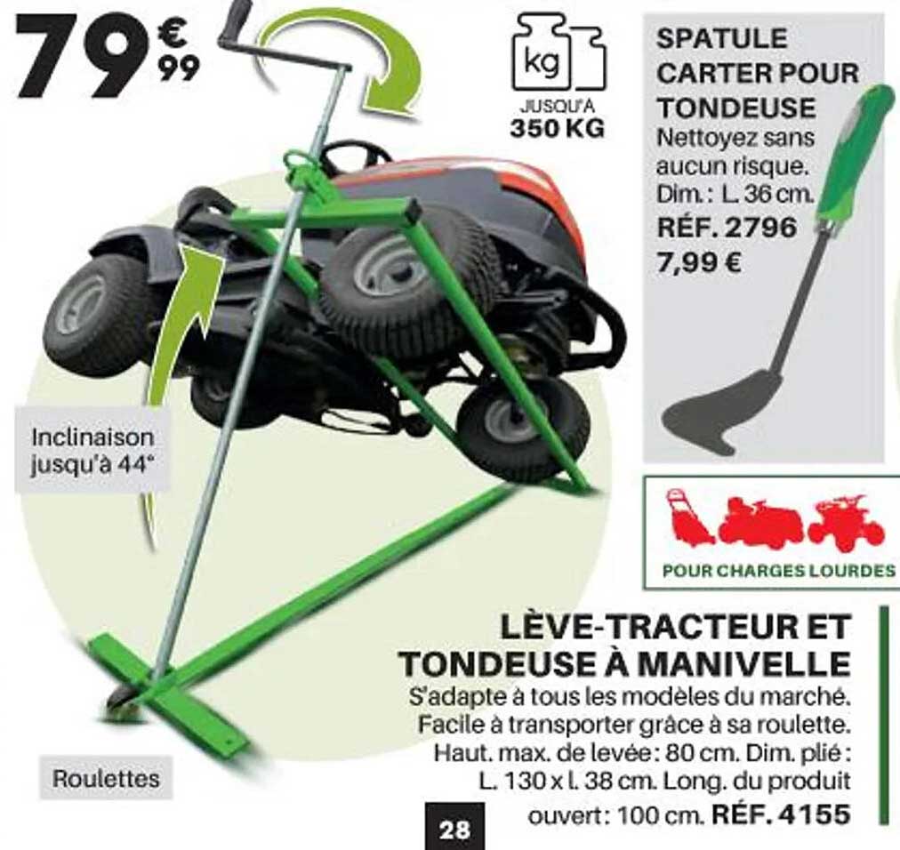 lève-tracteur et tondeuse à manivelle