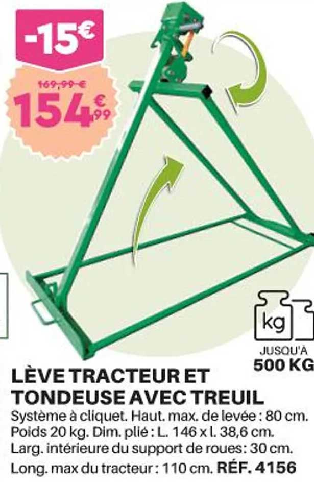 lève tracteur et tondeuse avec treuil