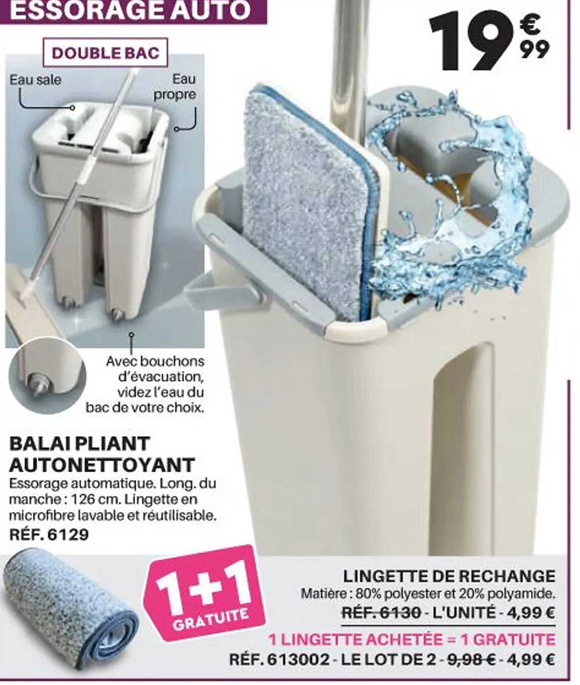 lingette de rechange or balai pliant nettoyant