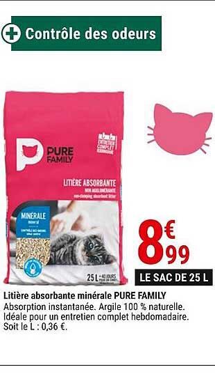 Litière Absorbante Minérale Pure Family