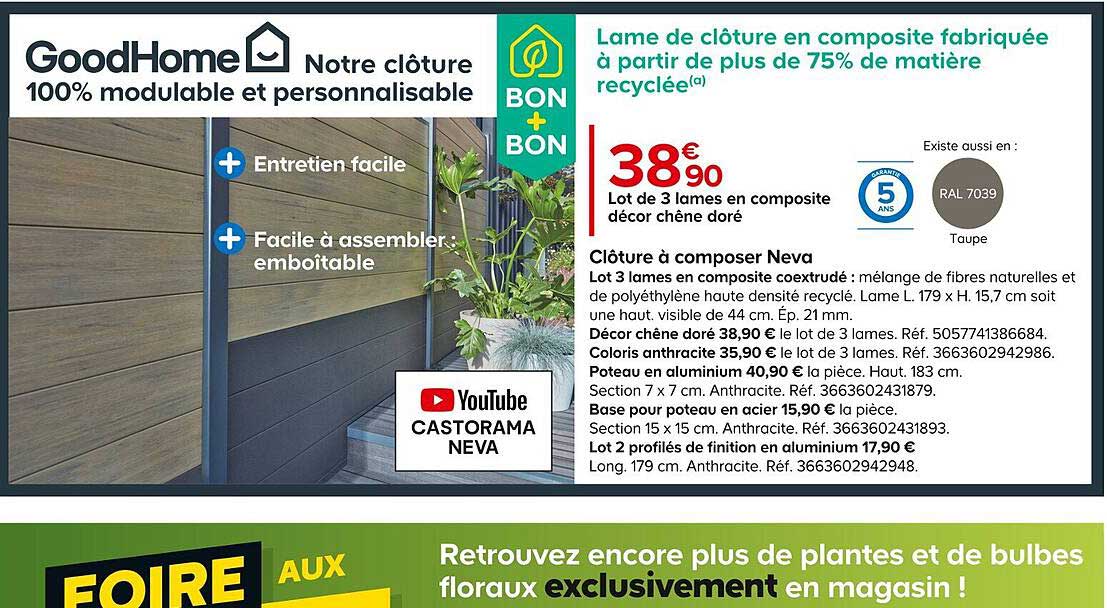 Lot De 3 Lames En Composite Décor Chêne Doré