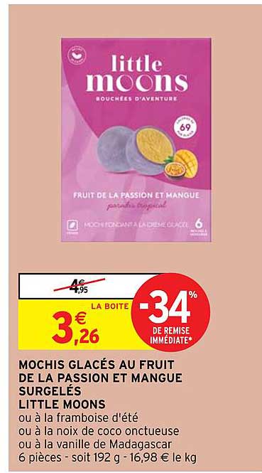 mochis glacés au fruit de la passion et mangue surgelés little moons