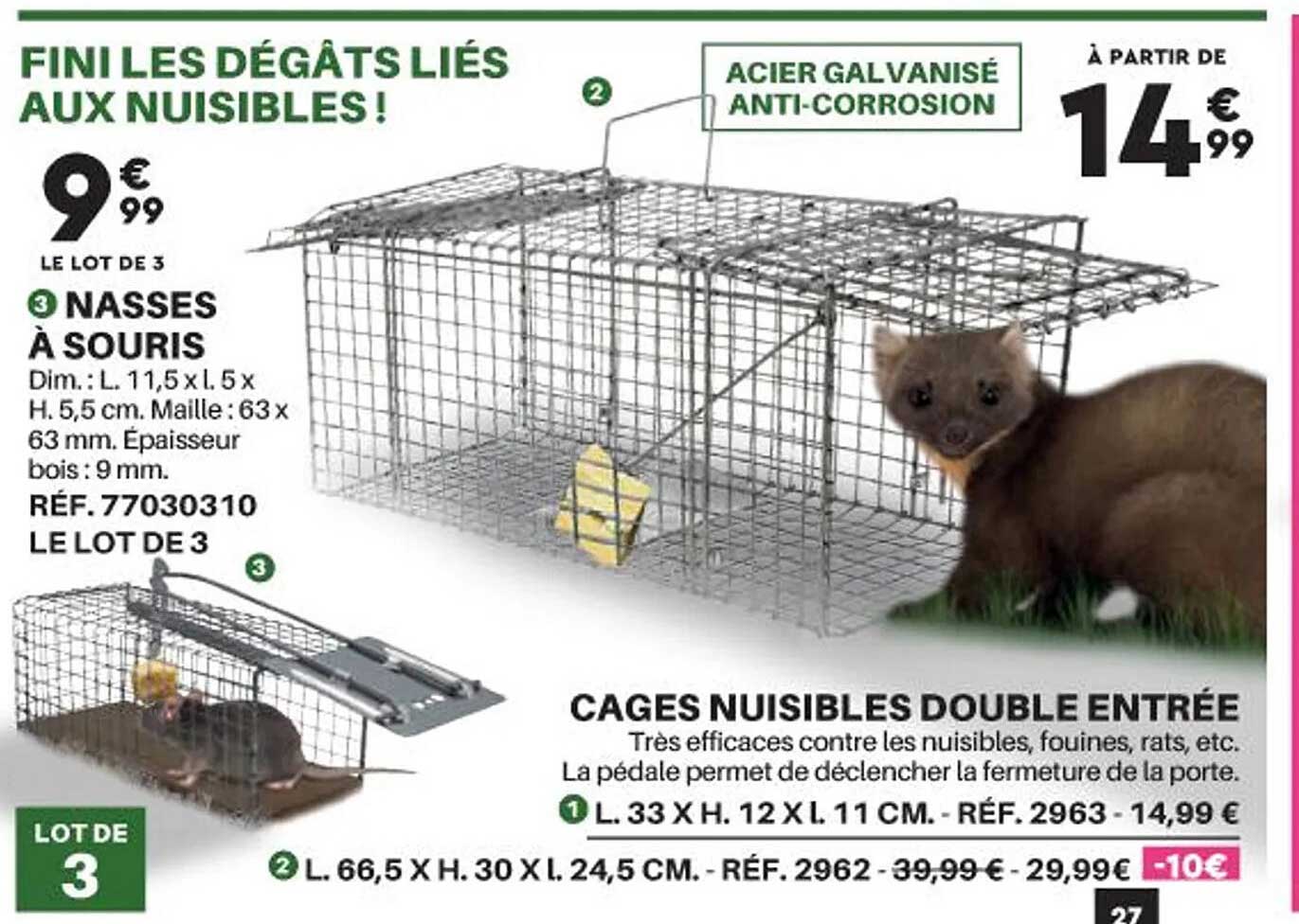 nasses à souris ou cages nuisibles double entrée