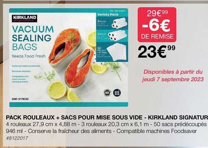 pack rouleaux + sacs pour mise sous vide - kirkland signature