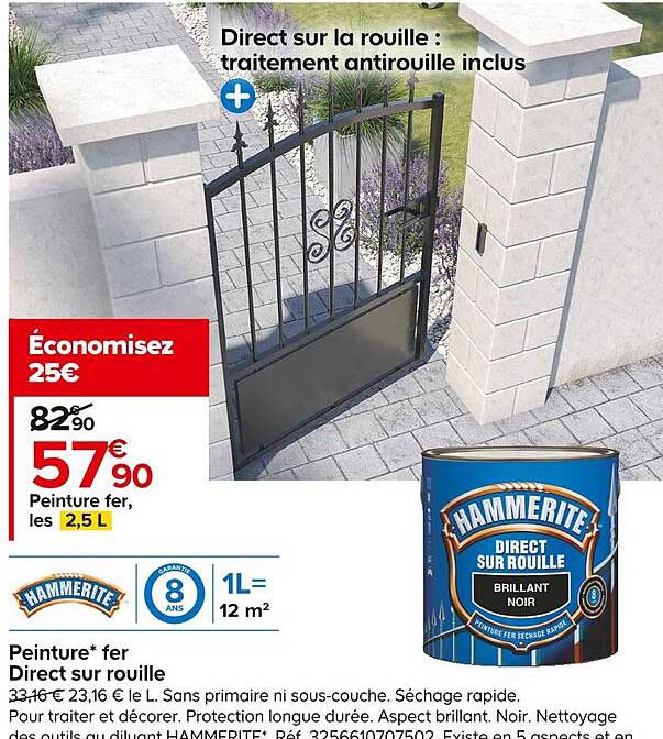peinture fer direct sur rouille hammerite