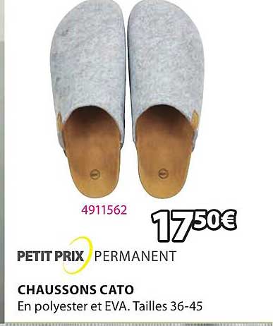 petit prix permanent chaussons cato