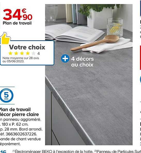 plant de travail décor pierre claire