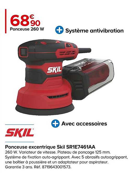 ponceuse 260w excentrique skil