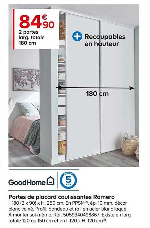 portes de placard coulissantes romero goodhome