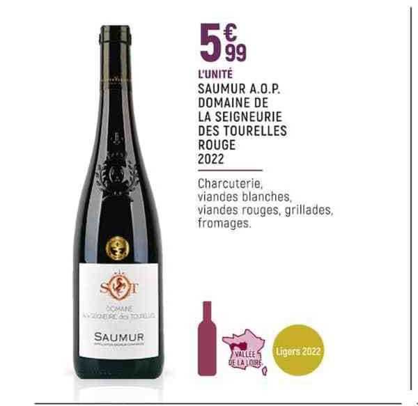 saumur a.o.p. domaine de la seigneurie des tourelles rouge 2022