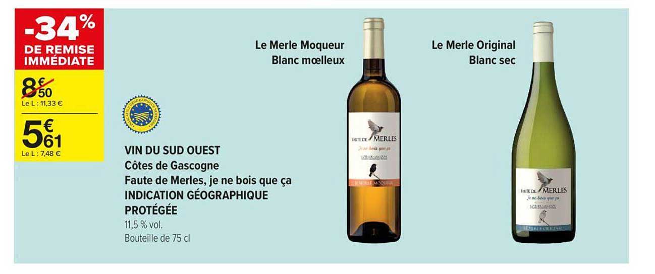 vin du sud ouest côtes de gascogne faute de merles, je ne bois que ça