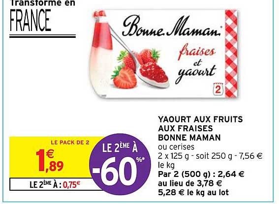 yaourt aux fruits aux fraises bonne maman