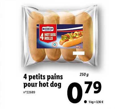 4 petits pains pour hot dog