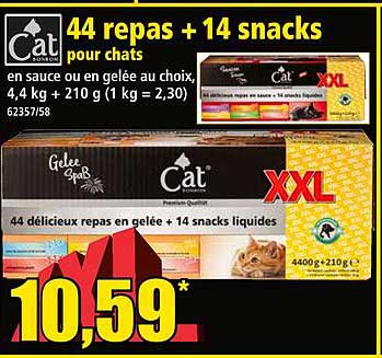 44 Repas + 14 Snacks Pour Chats