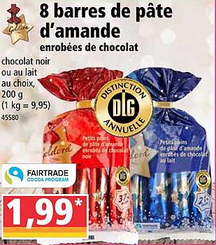 8 barres de pâte d'amande