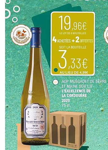 aop muscadet de sèvre et maine sur lie l'excellence de la cordouère 2020