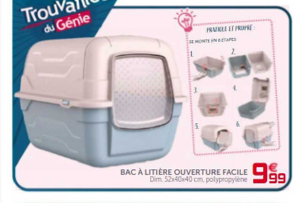 bac à litière ouverture facile