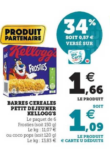Barres Céréales Petit Déjeuner Kellogg's