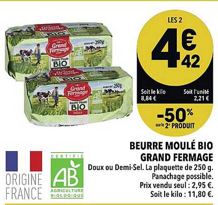 beurre moulé bio grand fermage