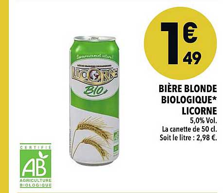 Bière Blonde Biologique Licorne