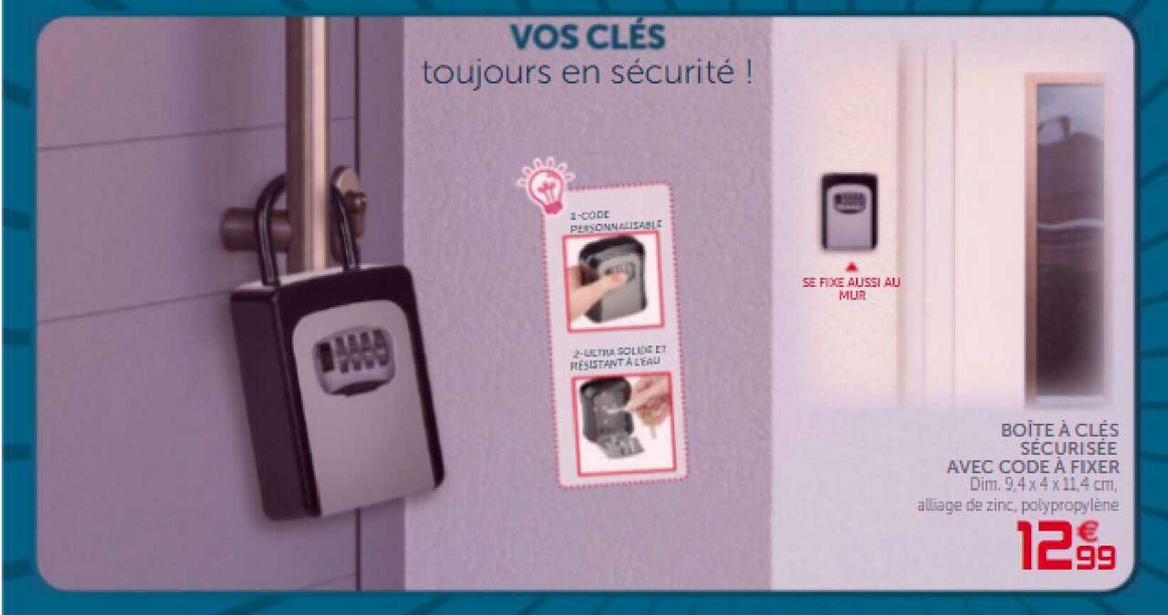 boîte à clés sécurisée avec code à fixer