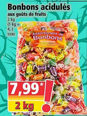 bonbons acidulés aux goûts de fruits