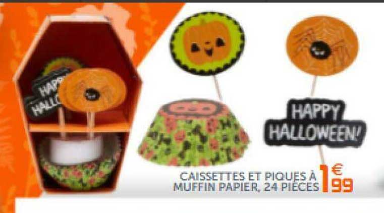 caissettes et piques à muffin papier, 24 pièces