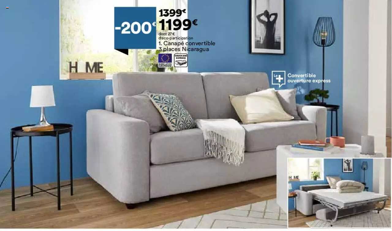 canapé convertible 3 places nicaragua