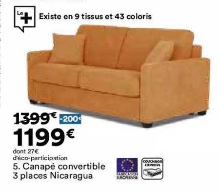 canapé convertible 3 places nicaragua
